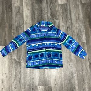 Jeri Marque abstract, satin blouse